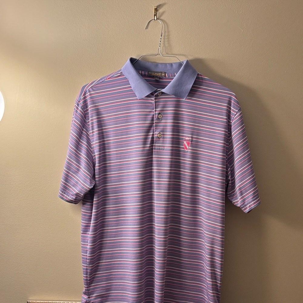 Peter Millar Purple and Blue Striped Polo